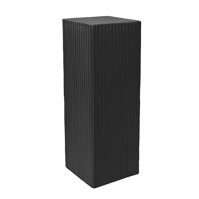 Fibreglass Square Ripple Plinth Matte Black (33x33x91cmH)