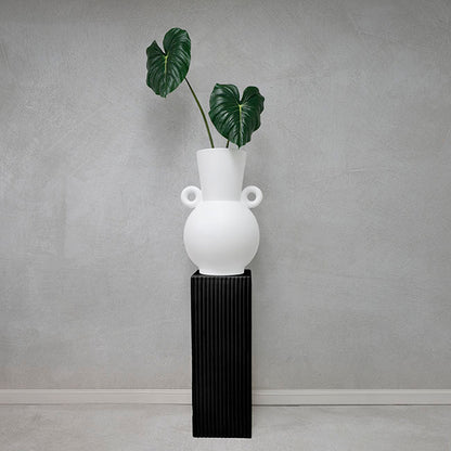 Fibreglass Square Ripple Plinth Matte Black (33x33x91cmH)