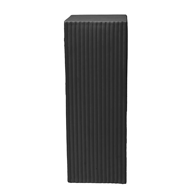 Fibreglass Square Ripple Plinth Matte Black (33x33x91cmH)