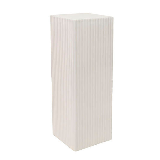 Fibreglass Square Ripple Plinth Matte White (33x33x91cmH)