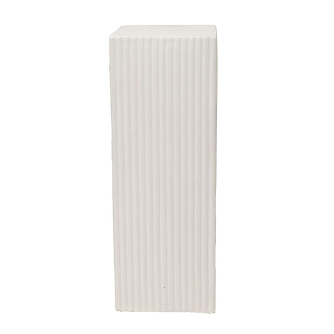 Fibreglass Square Ripple Plinth Matte White (33x33x91cmH)