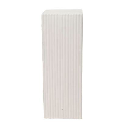 Fibreglass Square Ripple Plinth Matte White (33x33x91cmH)
