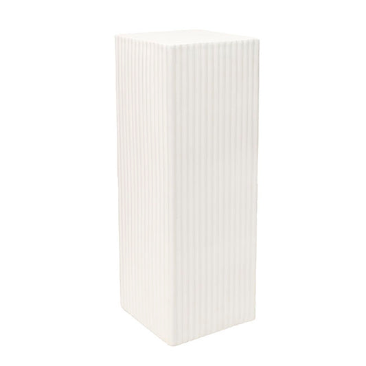 Fibreglass Square Ripple Plinth Gloss White (33x33x91cmH)