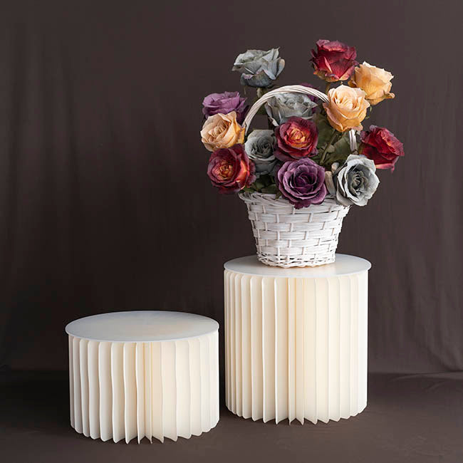 Foldable Paper Round Riser Set2 Buttercream (30x20cmH&30cmH)