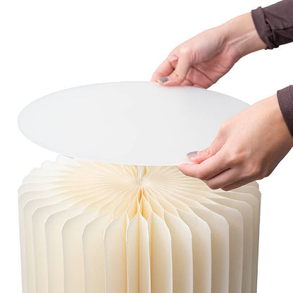 Foldable Paper Round Plinth Set2 Buttercream (30x30cmH&40cmH