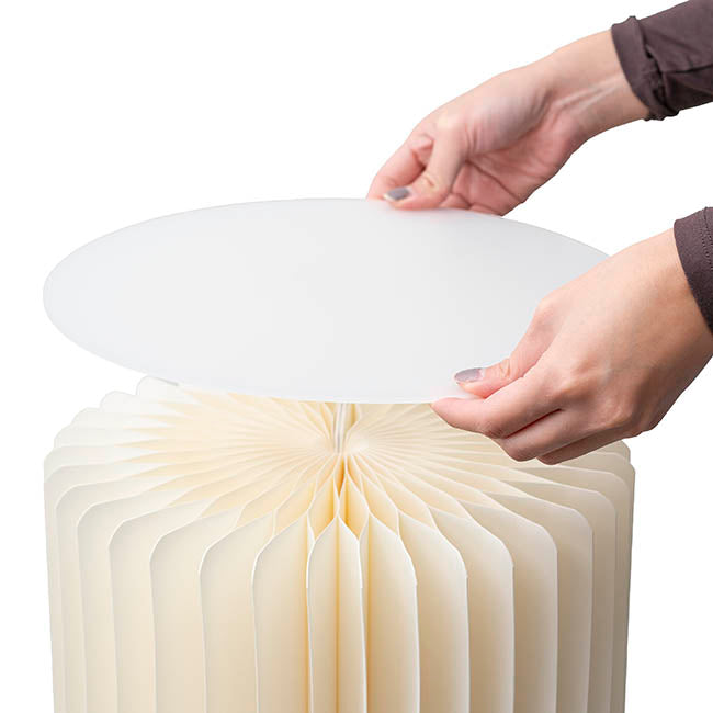 Foldable Paper Round Plinth Set2 Buttercream (30x60cmH&80cmH