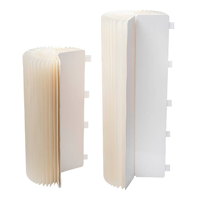 Foldable Paper Round Plinth Set2 Buttercream (30x60cmH&80cmH