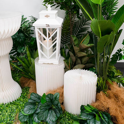 Elite Foldable Paper Plinth Set 2 White (31Dx35cmH & 45cmH)