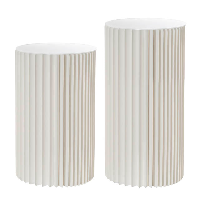 Elite Foldable Paper Plinth Set 2 White (31Dx70cmH & 90cmH)