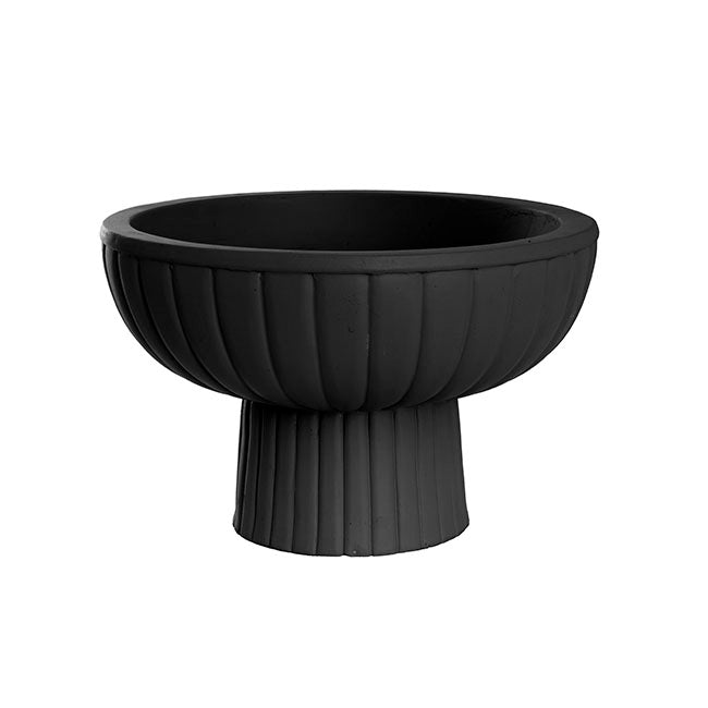 Fibreglass Compote Planter Matte Black (39cmDx25cmH)