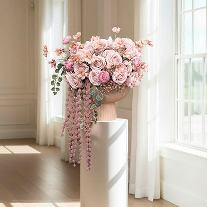 Fibreglass Compote Planter Limestone Mocha Mousse (39x25cmH)