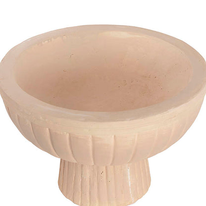 Fibreglass Compote Planter Limestone Mocha Mousse (39x25cmH)