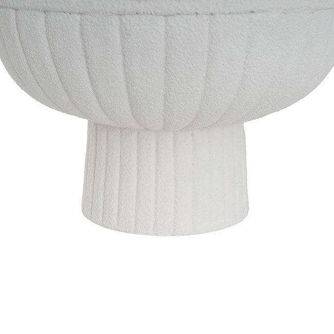 Fibreglass Compote Planter Limestone White (39cmDx25cmH)