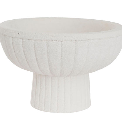 Fibreglass Compote Planter Limestone White (39cmDx25cmH)