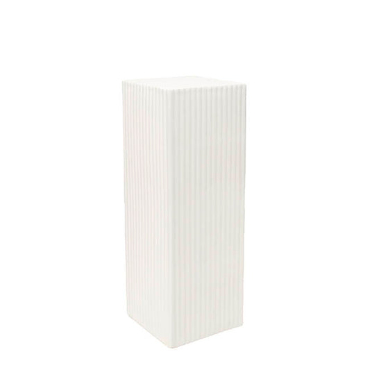 Fibreglass Square Ripple Plinth Gloss White (32x32x71cmH)
