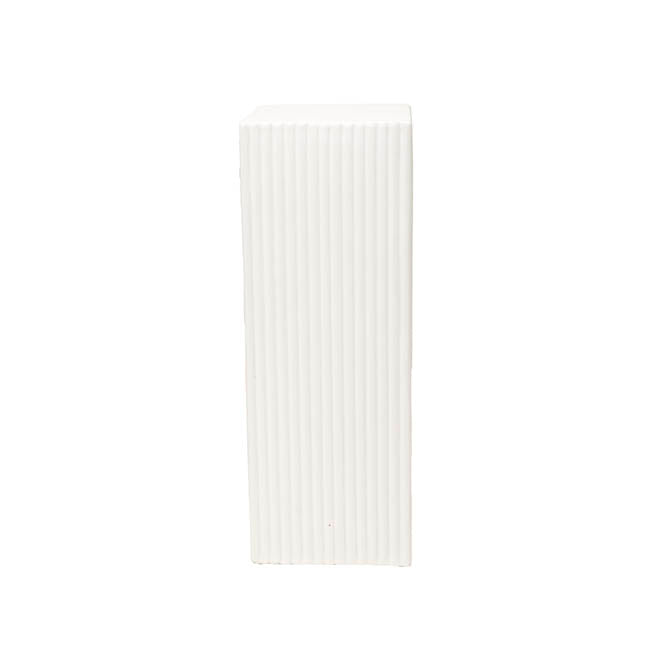 Fibreglass Square Ripple Plinth Gloss White (32x32x71cmH)