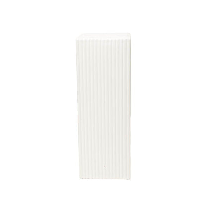 Fibreglass Square Ripple Plinth Gloss White (32x32x71cmH)