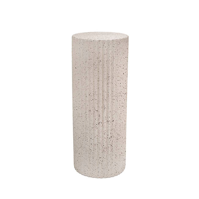 Fibreglass Fluted Round Plinth Dotted Cream (40x70cmH)