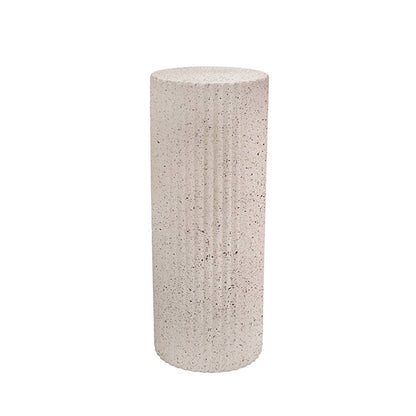Fibreglass Fluted Round Plinth Dotted Cream (40x70cmH)