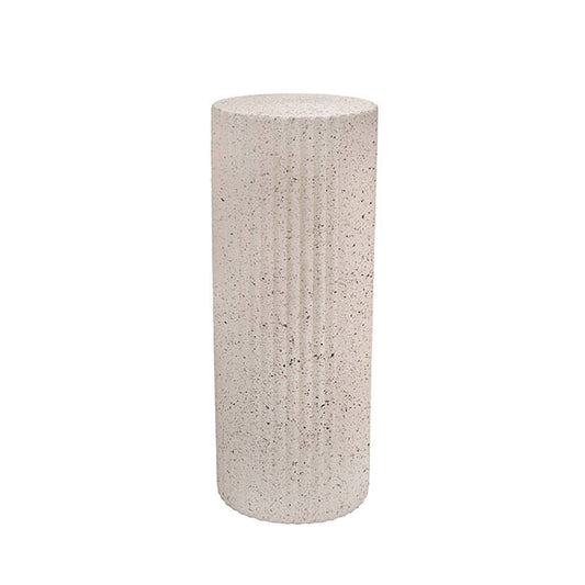 Fibreglass Fluted Round Plinth Dotted Cream (40x70cmH)