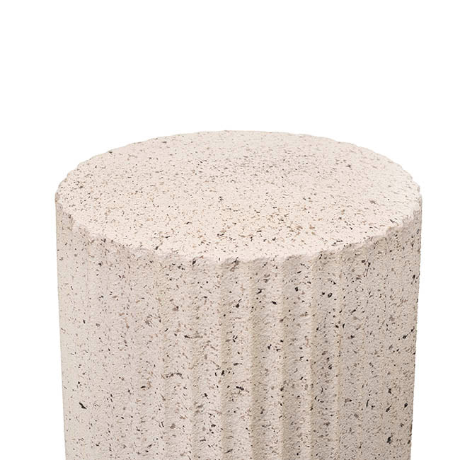 Fibreglass Fluted Round Plinth Dotted Cream (40x70cmH)