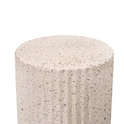 Fibreglass Fluted Round Plinth Dotted Cream (40x70cmH)