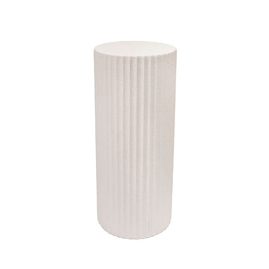 Fibreglass Fluted Round Plinth Limestone White (40x70cmH)
