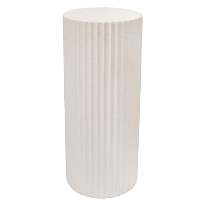 Fibreglass Fluted Round Plinth Limestone White (40x100cmH)