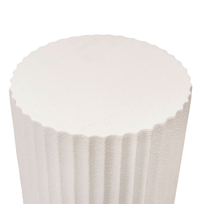Fibreglass Fluted Round Plinth Limestone White (40x100cmH)