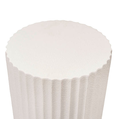 Fibreglass Fluted Round Plinth Limestone White (40x100cmH)