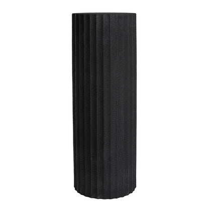 Fibreglass Fluted Round Plinth Limestone Black (32x90cmH)