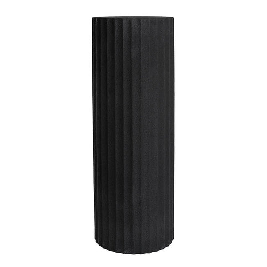 Fibreglass Fluted Round Plinth Limestone Black (32x90cmH)