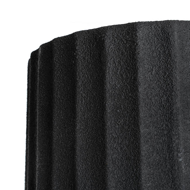 Fibreglass Fluted Round Plinth Limestone Black (32x90cmH)