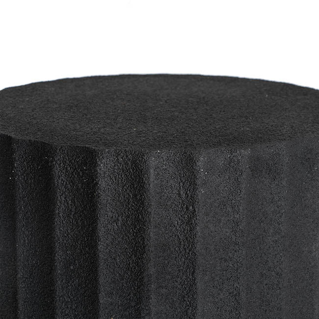Fibreglass Fluted Round Plinth Limestone Black (32x90cmH)