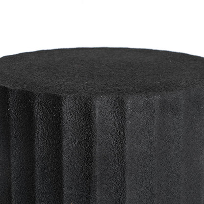 Fibreglass Fluted Round Plinth Limestone Black (32x90cmH)
