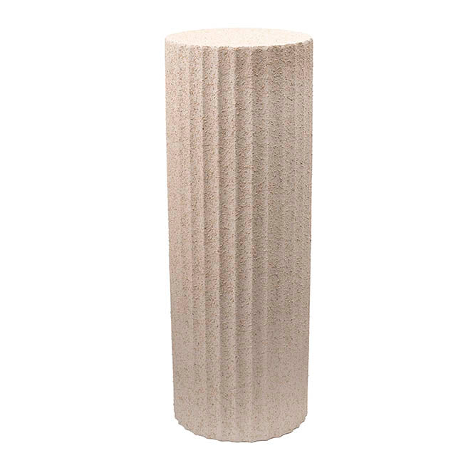 Fibreglass Fluted Round Plinth Limestone Sand (32x90cmH)