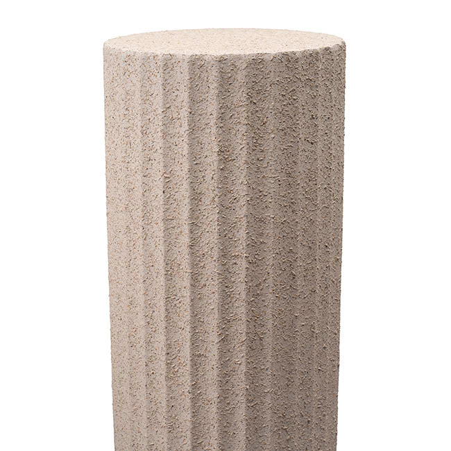 Fibreglass Fluted Round Plinth Limestone Sand (32x90cmH)