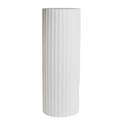 Fibreglass Fluted Round Plinth Limestone White (32x90cmH)