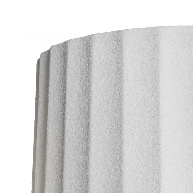 Fibreglass Fluted Round Plinth Limestone White (32x90cmH)