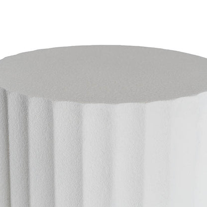 Fibreglass Fluted Round Plinth Limestone White (32x90cmH)