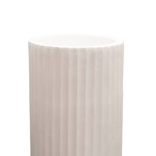 Fibreglass Fluted Cylinder Planter Matte White (40x90cmH)