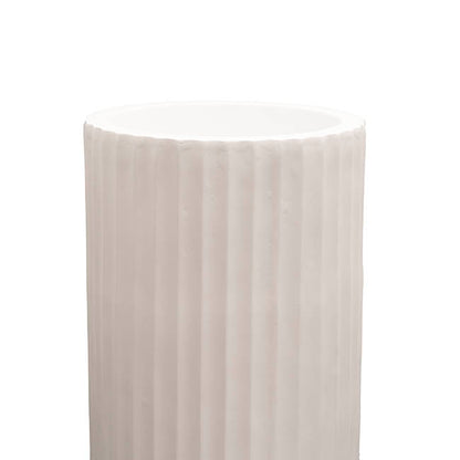 Fibreglass Fluted Cylinder Planter Matte White (40x90cmH)