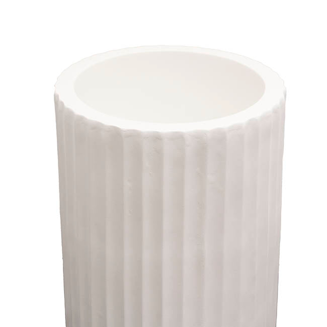 Fibreglass Fluted Cylinder Planter Matte White (40x90cmH)