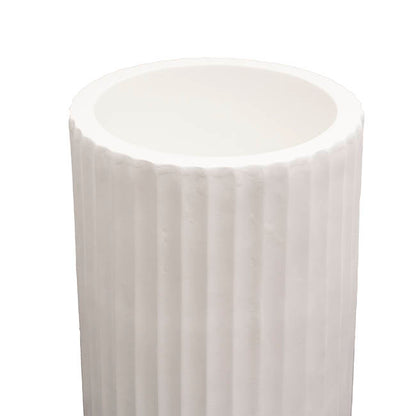 Fibreglass Fluted Cylinder Planter Matte White (40x90cmH)