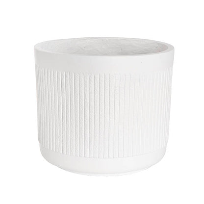 Fibreglass Ribbed Planter Matte White (34x30cmH)