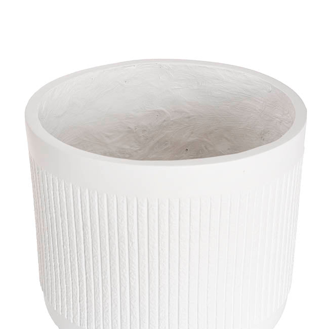 Fibreglass Ribbed Planter Matte White (34x30cmH)