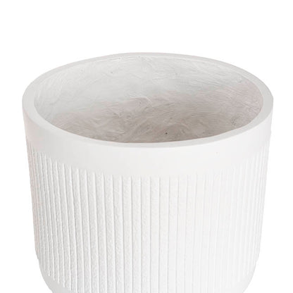 Fibreglass Ribbed Planter Matte White (34x30cmH)