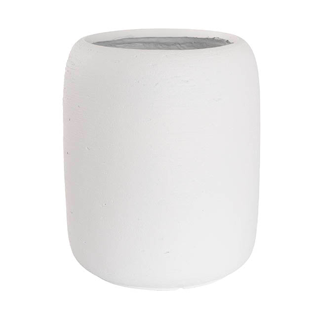 Fibreglass Cylinder Planter Matte White (32.5x38cmH)