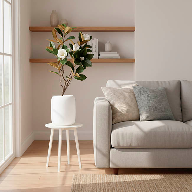 Fibreglass Cylinder Planter Matte White (32.5x38cmH)