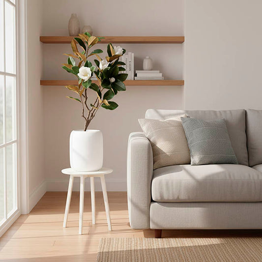 Fibreglass Cylinder Planter Matte White (32.5x38cmH)